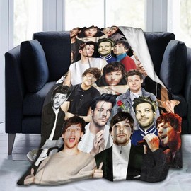 Blanket Louis Tomlinson Soft and Comfortable Wool Fleece Throw Blankets for Sofa Office car Camping Yoga Travel Home Decoration Cozy Plush Beach Blanket Gift - Color: Black, Bedding Size: 40"x30"