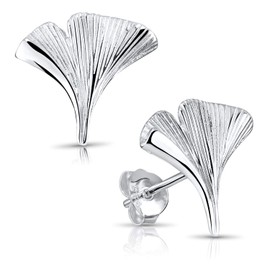 MATERIA by Matthias Wagner Gingko SO-392-MA Women's Stud Earrings Rhodium-Plated 925 Silver, Silver