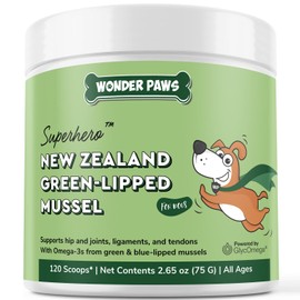 Premium Green Lipped Mussels for Dogs – Pure New Zealand Green Lipped Mussel Powder with Blue Lipped Mussels for Dogs – for Hip and Joint Flexibility, Mobility, Strength, Tendons and Muscles – 2.60oz