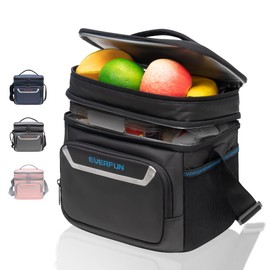 EVERFUN Insulated Lunch Bag Soft Lunch Box for Men Dual Compartments Small Lunch Box Collapsible Waterproof Leak-Proof for Work, Black