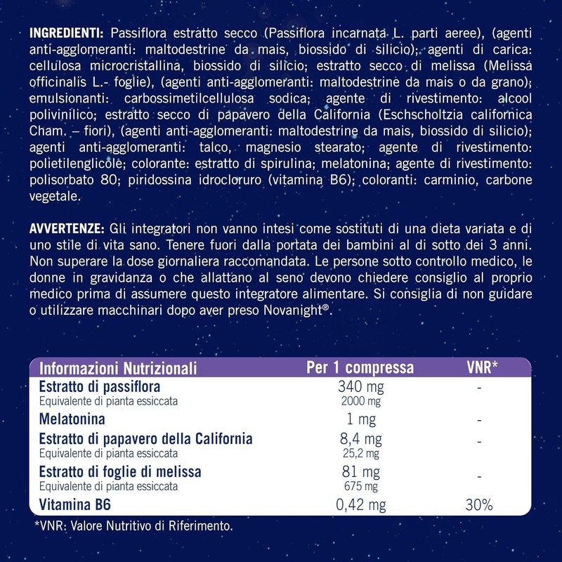 Novanight Tripla Azione Melatonina per Dormire, Integratori per Dormire, Disturbi