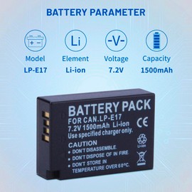 3 Packs LP-E17 Batteries with Triple Slot LCD Charger for Canon EOS R8, R10, R50, R100, RP, Rebel SL2, SL3, T6i, T6s, T7i, T8i, EOS M3, M5, M6, EOS 200D, 750D, 760D, 77D, 800D, 8000D, KISS X8i Cameras