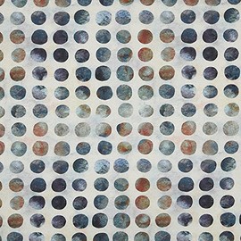 Kt KILOtela - Digitally Printed Half Panama Organic Cotton Canvas Fabric Standard 100 by OEKO-TEX 100cm Length x 280cm Width Koloa Geometric Polka Dots - Blue - 1 Metre