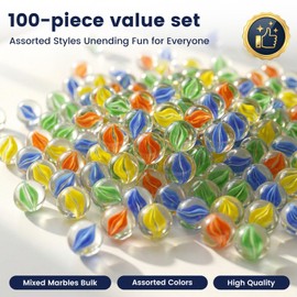 LovesTown 100PCS Glass Marbles Bulk, for Kids Marble Run Game, DIY and Home Decoration