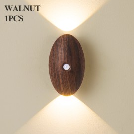 Motion Sensor Wireless Magnetic Smart Home Decor Night Lights Usb Rechargeable Led Wall Lamps Bedroom Bedside Lights for HomeBody color: Brown, Lamp Power(W): 1, Lamp Sizes: Small