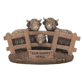 Lesser & Pavey Highland Cows Our Happy Herd Figurines Statues For Home Decor | Ideal Ornaments Friendship Gifts For Women & Men | Lovely Table Centerpiece & Living Room Accessories