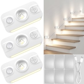 Brightdeal Nachtlicht mit Bewegungsmelder & RGB Farbwechsel, 600mAh Akku, Magnetisch, 3 Lichtmodi (Seitenlicht/Katzenauge), 120° Sensor, für Küche Flur Treppe Schlafzimmer Kinderzimmer, 3er Pack