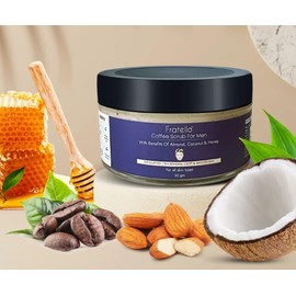 Fratello Coffee Scrub For Men I 50gm I Enriched with Natural Exfoliants I Coffee Beans, Almond, Coconut and Honey I Exfoliating Scrub