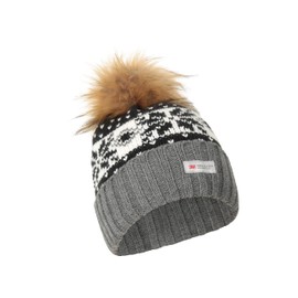 Mountain Warehouse Thinsulate Fairisle Womens Pom Beanie - Best for Travelling, Walking & Camping Black