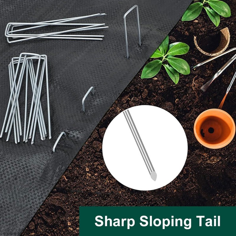 Galvanised Ground Anchors, Pack of 20 U-shaped Garden Pegs with