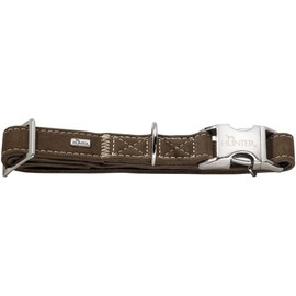 HUNTER HUNTING ALU-STRONG Hundehalsung, Hundehalsband, Aluminium Steckverschluss, Leder, robust, weich, L, braun