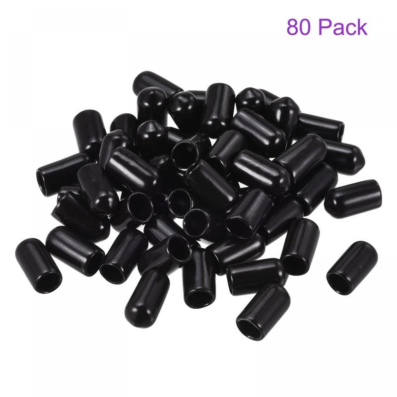 sourcing map 80 Pack 7mm ID Black Screw Thread Protectors