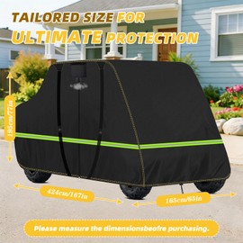 4-6 Seater Heavy Duty UTV Cover with Zipper - 600D All-Weather Protection, Compatible with Polaris, Can-Am Defender MAX, PRO/X3 MAX, Prowler, Viking, Tracker 800SX, RZR XP 4 - Black, 167" x 65" x 77"
