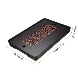 HARFINGTON Bamboo Chinese Gong Fu Tea Tray 14.4" Classic Carving Tea Tray Bamboo Tea Table Furniture Vintage Tea with Water Storage Box for Drinking Tea Brown Black