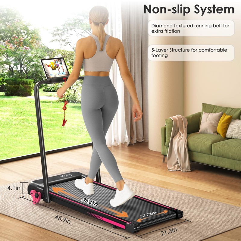 4-in-1 Walking Pad with Incline Portable Treadmill with Handle Bar