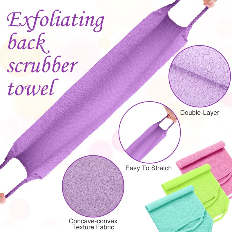 Exfoliating Back Scrubber with Handles 4 Packs Nylon Back Exfoliator