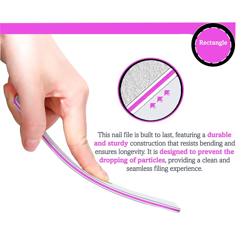 15 Pcs Professional Nail Files Double Sided Rectangule Shape Emery