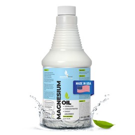 essentiallybased Pure Magnesium Oil Spray 32oz - Topical Magnesium Spray for Sleep Extra Strength - Less Sting - Less Itch - 100% Natural and Organic Oil - Made in USA