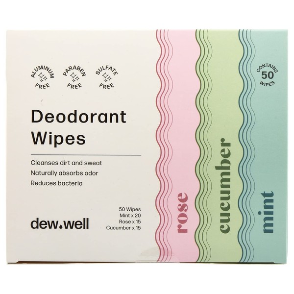 ew Well - Refresh Deodorant Wipes - A Fresh Start When You’re On the Go - Aluminum, Paraben, and Sulfate Free - Variety Pack (Mint, Rose, and Cucumber) - 50 Individually Wrapped Wipes