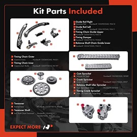 A-Premium Kit de Cadena de Distribución del Motor con Tensor L4 2.7L | Compatible con Toyota 4Runner, Hiace 06-15, Hilux 10-15, Tacoma 05-15, Reemplaz