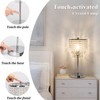 Touch Control Crystal Table Lamp with USB C+A Charging Ports,