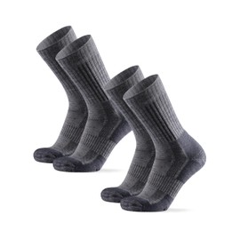 DANISH ENDURANCE Premium Merino Wool Hiking Socks, Outdoor & Trekking Socks, Thermal Socks, Strong Padding & Anti-Blister, for Men and Women, 2 Pairs, lightgrey
