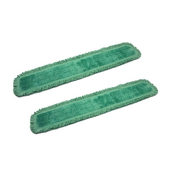 Real Clean 48 Inch Green Fringe Microfiber Dust Mop Pads (Pack of 2)