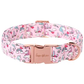Unique style paws Dog Collar Metal Buckle Collar for Valentine's Day Gift Rainbow Unicorn for Small Medium Large Boys Girls Dogs
