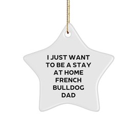 Funny French Bulldog Dad Gift, I Just Want to Be A Stay at Home French Bulldog Dad Star Ornament, Christmas Unique Gifts from Men to French Bulldog Lovers