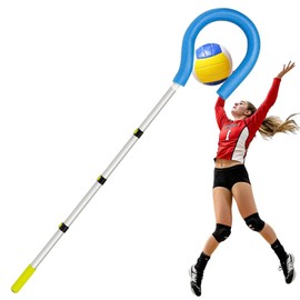 Volleyball Spike Trainer with Adjustable Pole, Volleyball Hitting Trainer with Question Mark Hook,Double Handed-Bead,Hanging Volleyball Training Belt and Volleyball Spike Assist Strap(No Ball)