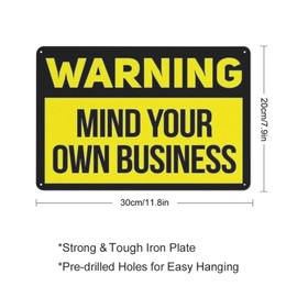 FESTAS Metal SafetySign Mind Your Own Business Metal Tin Sign Aluminum Sign For Home Coffee Bar 8x12 inch