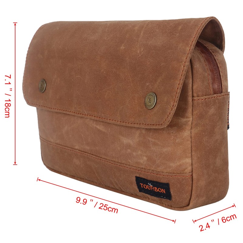 TOURBON Wax Canvas Bike Panniers Bicycle Tool Pouch Handlebar Bag