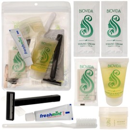 Moda West 24 Hygiene Kits - Bulk Case of Wholesale Basic Toiletry Kits for Men, Women, Travel, Charity 9 Pc Kit