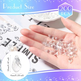 Hicarer - 200 colgantes de vidrio de lágrima, 6 x 12 mm, abalorio de vidrio para fabricación de lámparas, joyas, proyectos de bricolaje, arete, collares, pulseras, vidrio artificial