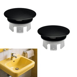 2 Pack Sink Basin Overflow Trim Ring,Solid Brass Bathroom Sink Trim Overfollow Cover,Bathroom Kitchen Sink Trim Overflow Cover Insert in Hole Round Caps(Black)