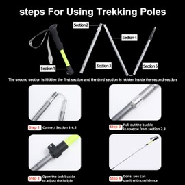 WWJ Collapsible Trekking Hiking Poles - 1 Pc Lightweight Adjustable Folding Walking Sticks for Hiking & Trekking (7075 Aluminum Alloy, Quick Lock System) Pole - for Men & Women Adults