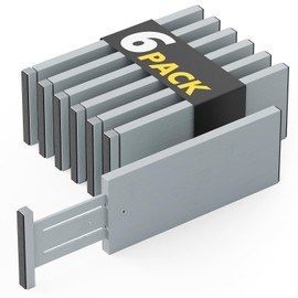 SpaceAid Bamboo Dresser Drawer Dividers 6 Pack, 4.65“ High Adjustable 12.5“-17” Drawer Organizers, Expandable Organization for Clothing, Clothes, Dressers, Gray