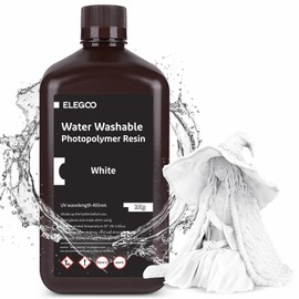 ELEGOO Water Washable 3D Printer Resin, 405nm Rapid UV Curing Standard Photopolymer Resin, Easy to Clean, High Precision 3D Water Wash Resin for LCD/MSLA/DLP 3D Printer Printing, White 2000G