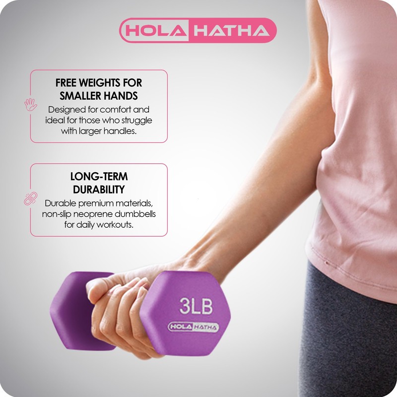 HolaHatha Neoprene Dumbbell Weights Set with Rack, Home Gym Equipment,