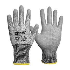 QEARSAFETY 10 Pairs Lightweight Cut Protect Level 3 Work Gloves, HPPE Yarn Lnitted Liner, Thin PU Coated Palm, Breathable, Comfort, Assembling, DYI,9/L