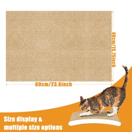 Cat Scratching mat Self-Adhesive, Trimmable Furniture Protector for Couch, Sofa, Wall & Cat Trees - Durable Scratch Pad with Nano Tape, DIY Climbing Carpet for Indoor Cats (Khaki, 23.6"x15.8")