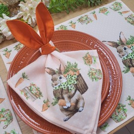 Maison Charlô | Set of 4 Bunny Ears Napkin Rings | Home Decor, Dining Table Decor | Easter Decorations for Table (Orange)