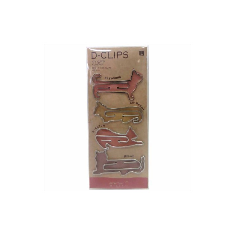 Midori Large Paper Clips, D-Clips, L, Cat Shape, Assorted (43189006)
