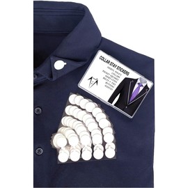 Collar Stays For Men's Dress Shirts & Polo's, Polo T-Shirt Collar Fijo, Simplemente despegar y pegar, fácil de usar, paquete portátil Mini Box, 120 puntos, Claro, 15mm