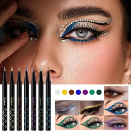 Glitter Eye Liner Pencils Set - Colorful Eye Shadow Pencil Highly Pigmented Eye Liner, Colorful Eye Shadow Pencil Eyebrow Pen, Highly Pigmented Longer-Lasting Colorful Eye Liner