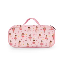 ROVOZAR Pink Ballet Pencil Case for Girls, Ballet Dancer Pencil Box for Kids Ballerina Pen Bag, Large Capacity Ballet Dance Pencil Pouch with Zipper Compartments for School Office