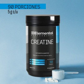 Elemental Creatina Monohidratada, Hecho por PiSA, Pureza Certificada Laboratorio | 90 Servicios de 5g, 450g | Alto Rendimiento, Performance, Pre workout, Sin Sabor, Apto para Veganos