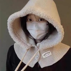 Knit Balaclava Hood Hat Neck Warmer Ear Muff Scarf for Extreme Winter Cold - One Size (lf3393) Red 4ea