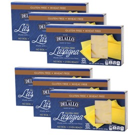 DeLallo Gluten Free Lasagna Noodle Sheets, 8.8 Ounce Box, (6 Pack), Made with Corn and Rice Flour, Oven Ready, No Boil, Non-GMO