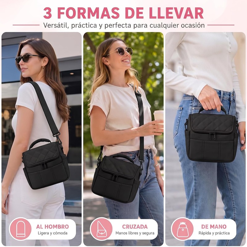 KTMOUW Loncheras para Mujer, Bolsa Térmica y Hielera - Negro
